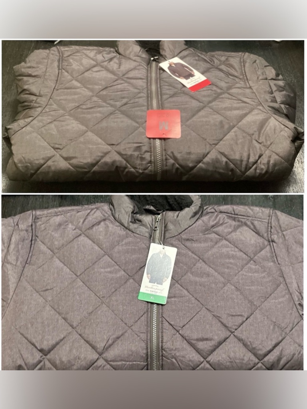 Weatherproof Vintage Men's Fleece-Lined Puffer Jacket Dark Gray/Black New